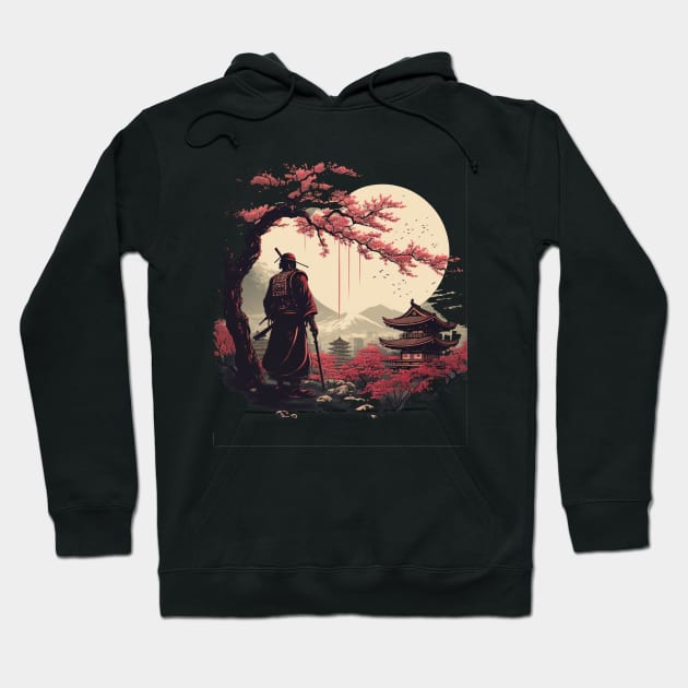 Aesthetic Vintage Samurai Japanese Art Samurai Retro cherry T-Shirt Hoodie by JayD World